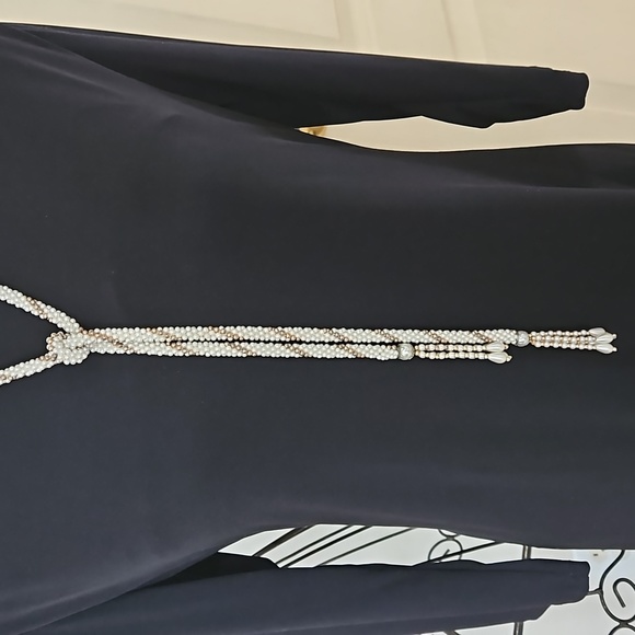 Faux Pearl Lariat Rope Cord Open End Necklace. - Picture 7 of 10